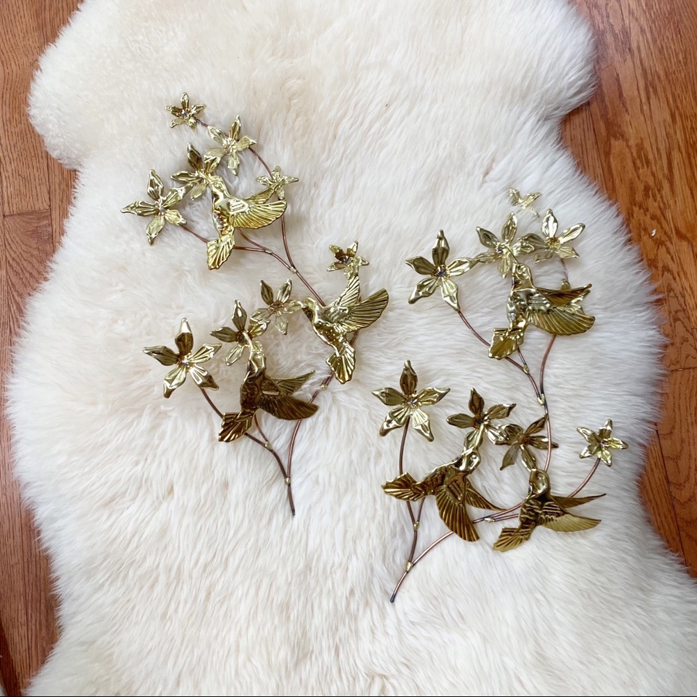 Vintage Home Interiors Gold Metal Hummingbird Wall Decor Set Boho Eclectic Home